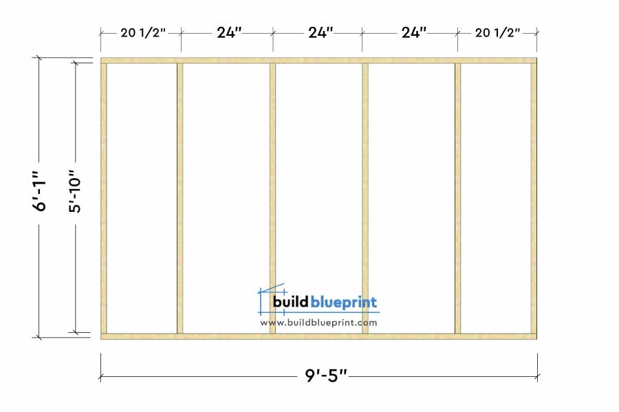 shed side wall frame construction with measurement