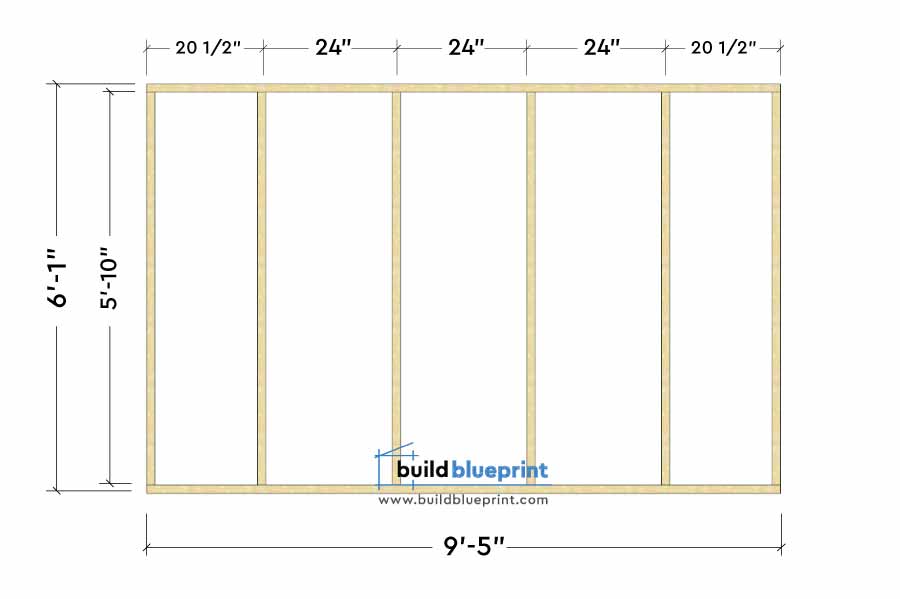 lean shed 1-' side wall framing elevation