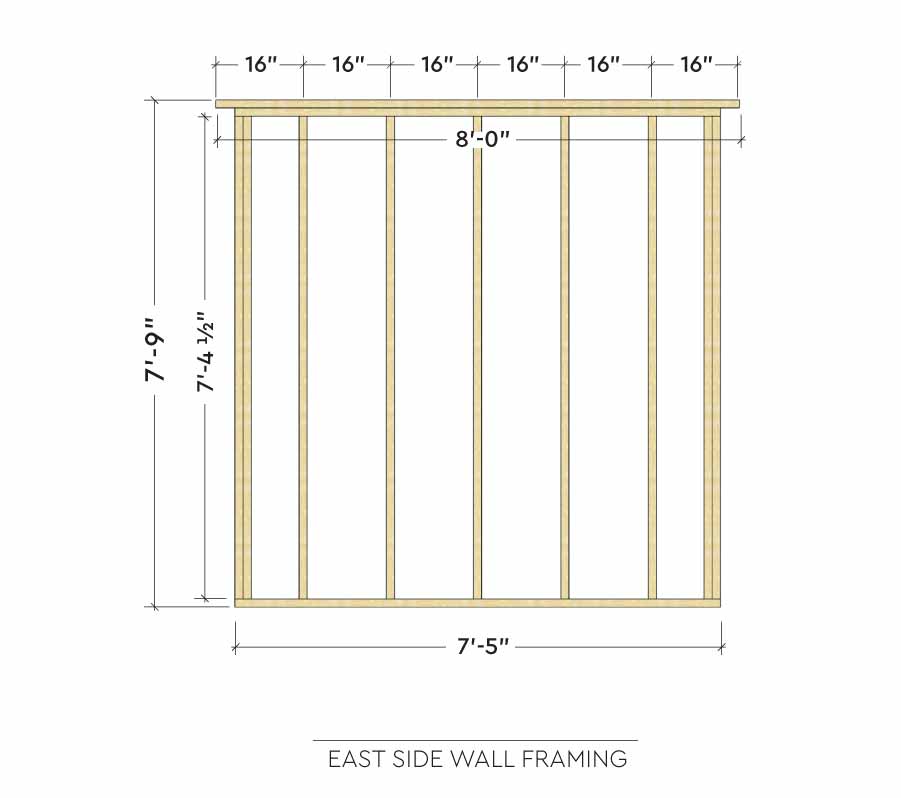 8x10 east wall frame elevation
