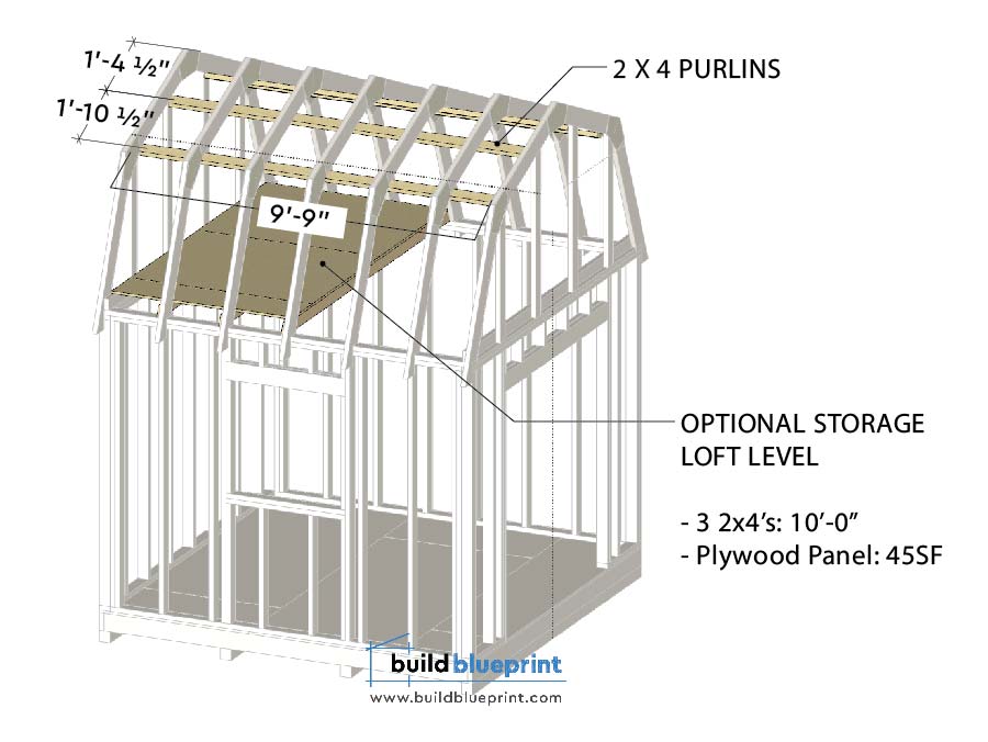 10x10 Barn Shed roof purlin layouts