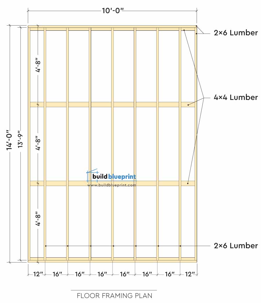 14x10 shed floor frame plan