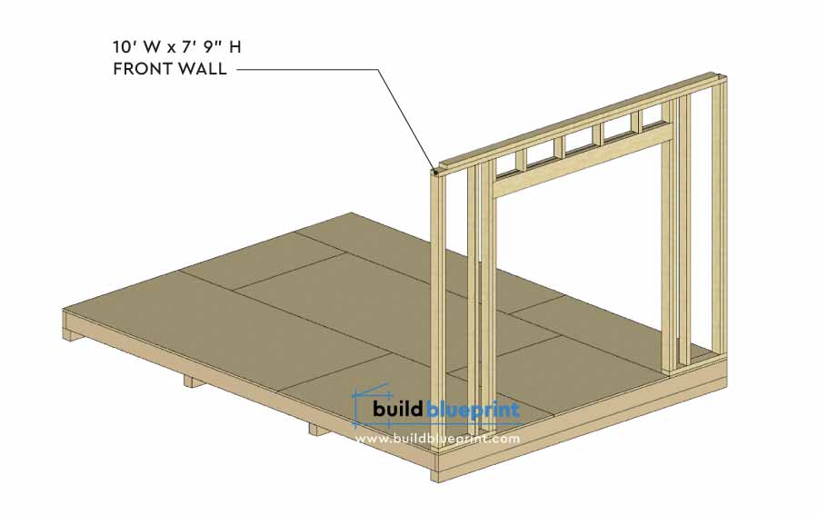 14x10 Garden shed front wall diagram