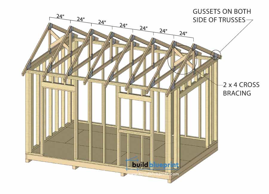 14x10 garden shed roof truss diagram