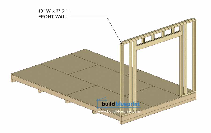 16x10 Garden Shed front wall frame