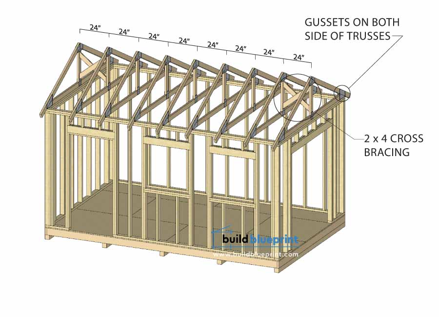 16x10 Garden Shed roof truss diagram