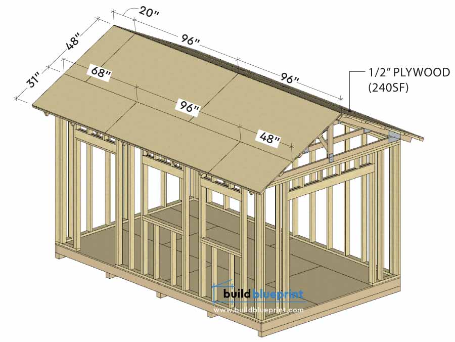 16x10 Garden Shed roof panel layout