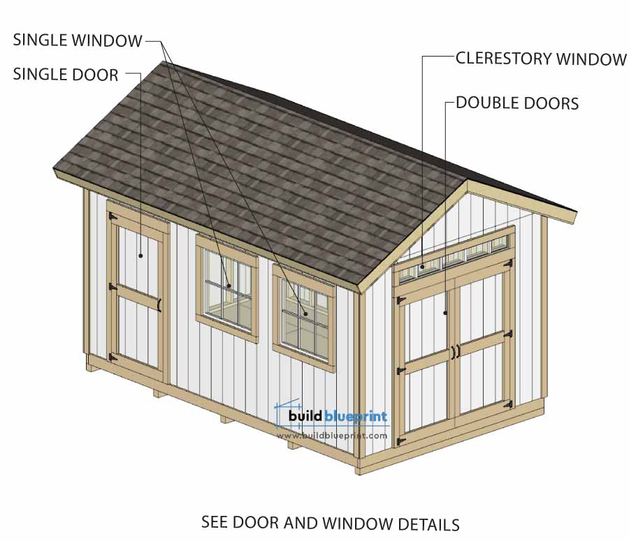 16x10 Garden Shed door and window plan
