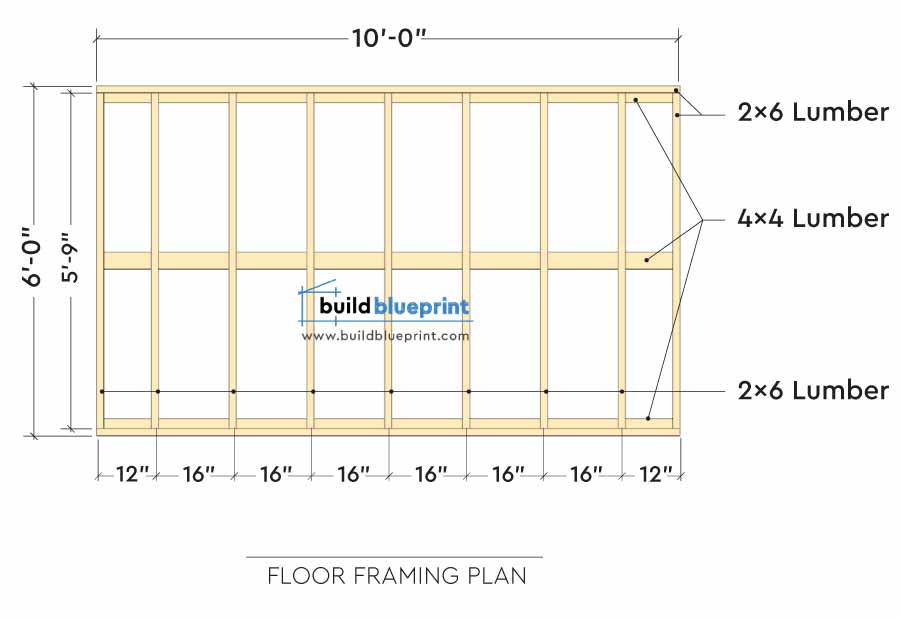 6 x10 Garden Shed floor plan