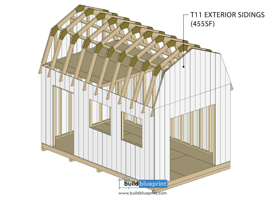 16x10 Barn Shed exterior sidings plans