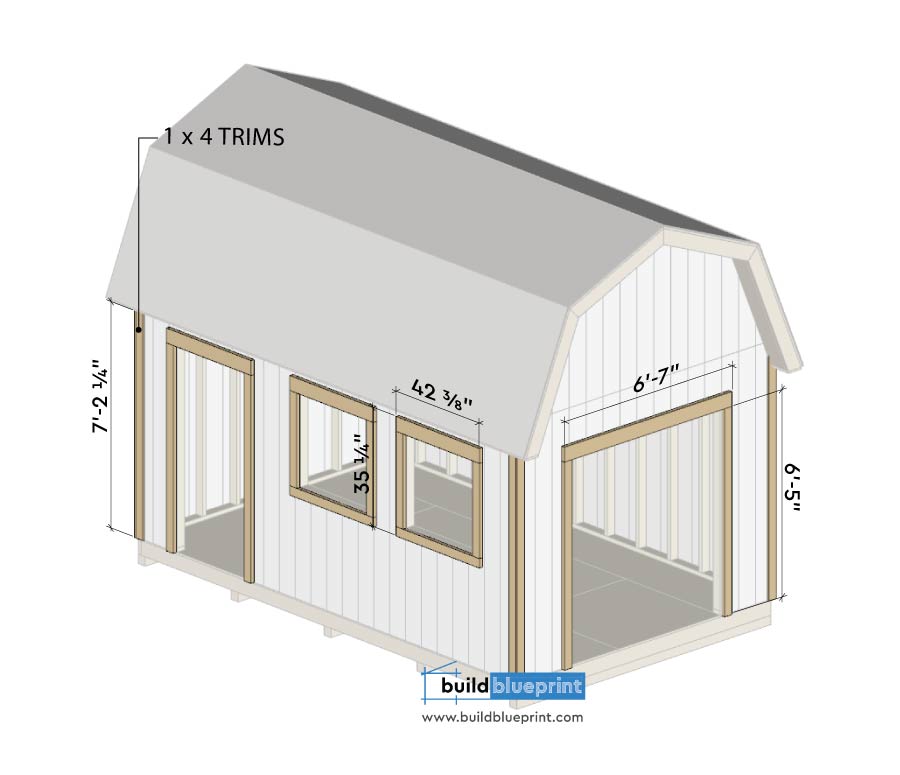 16x10 Barn Shed Plans for Trim