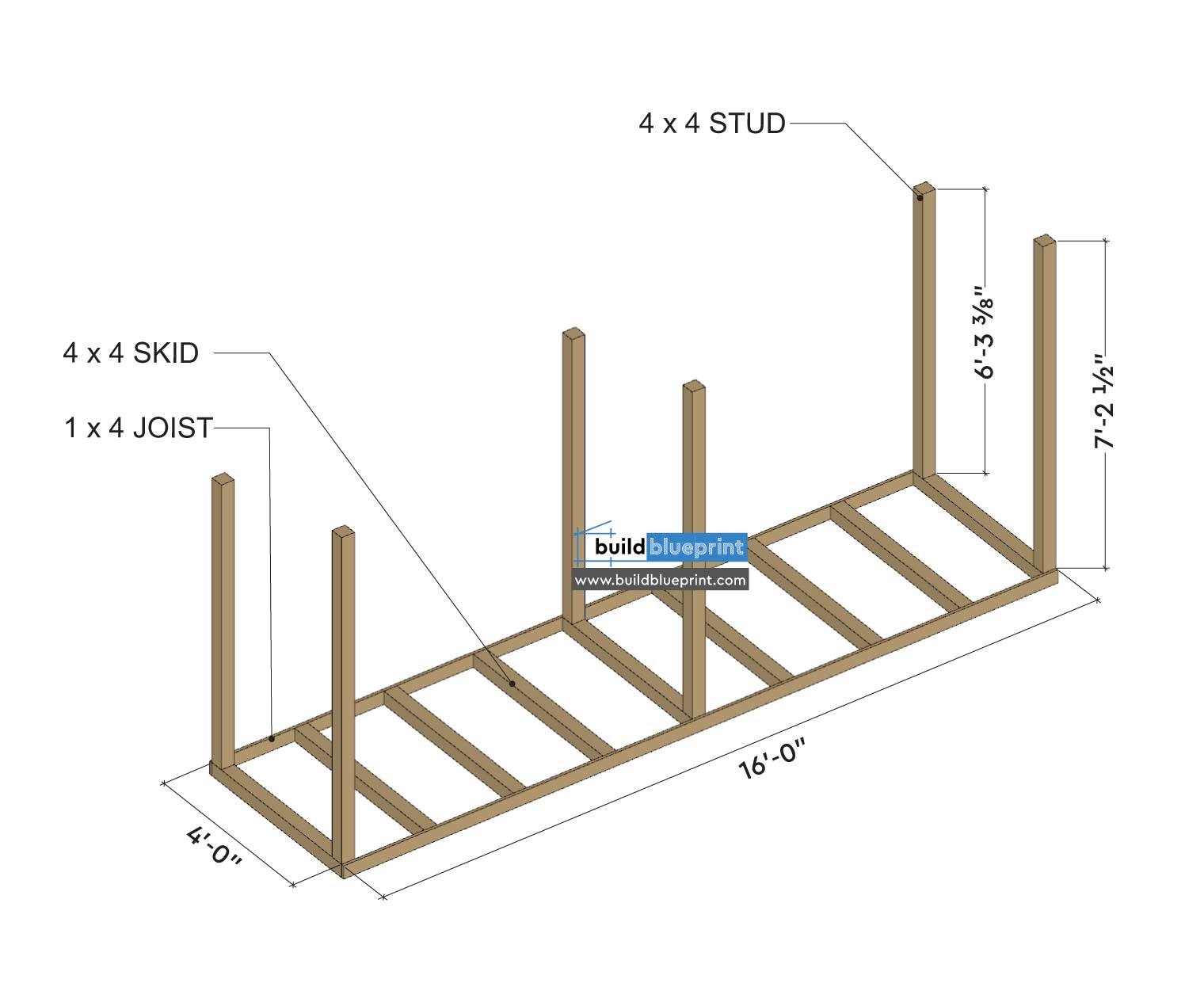 4x16 firewood shed foundation frame