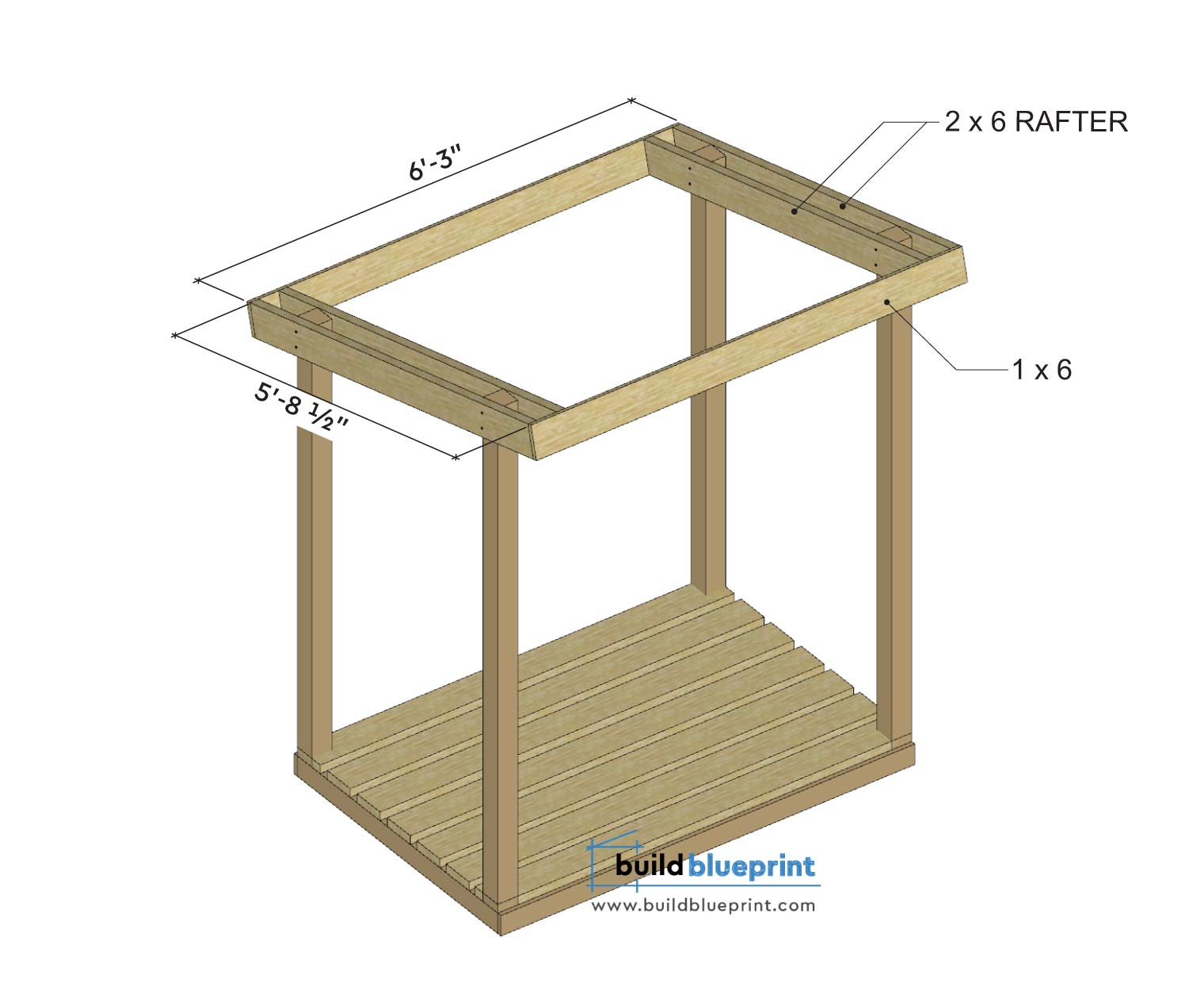 4x6 firewood shed rafter plan
