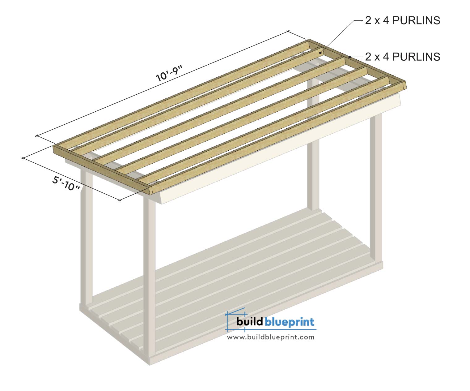 4x10 firewood shed purlins layout