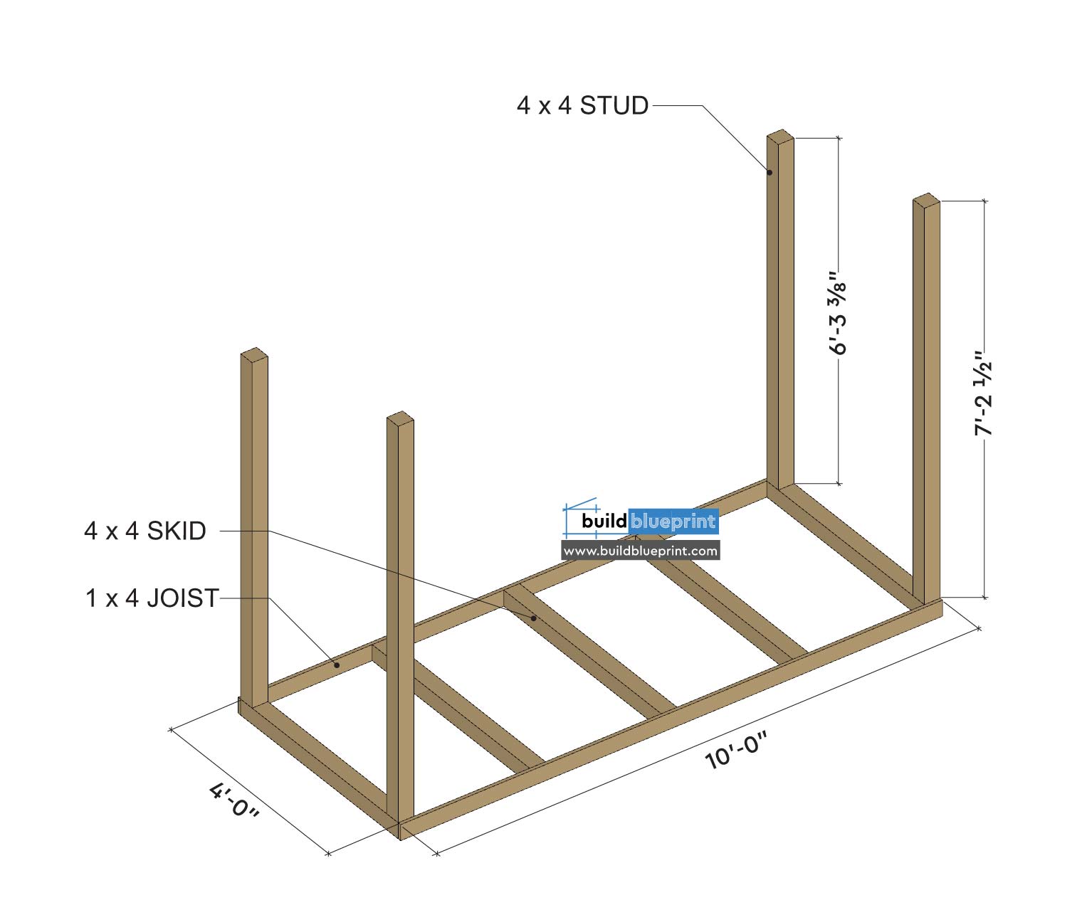 4x10 firewood shed floor plan