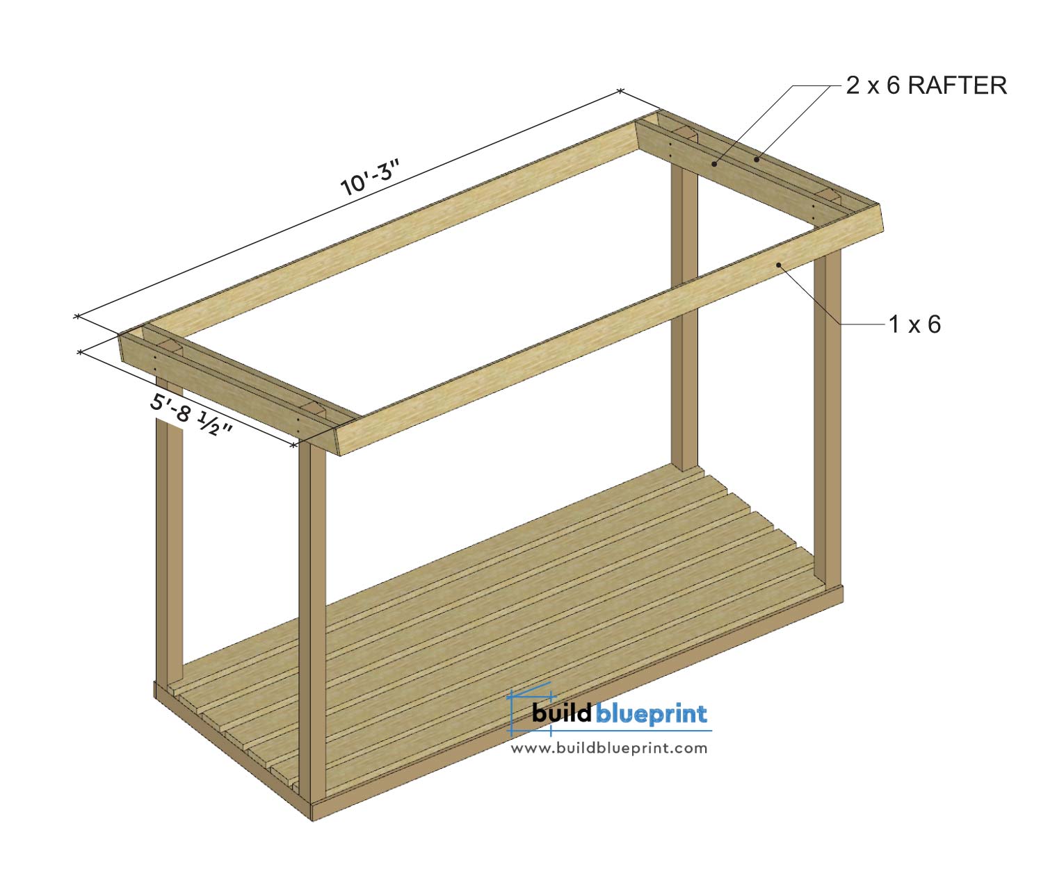 4x10 firewood shed joist layout