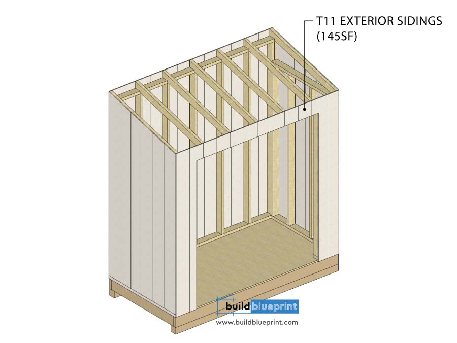 4 x 8 Lean To Shed T1-11 siding