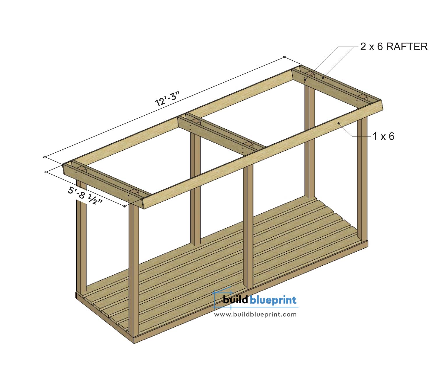 4x12 firewood shed rafters