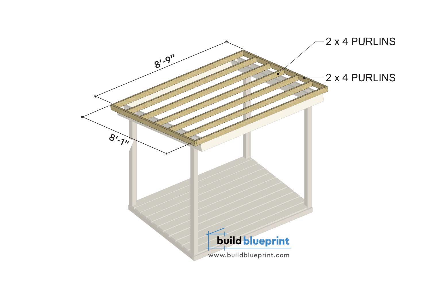 6x8 firewood shed purlins