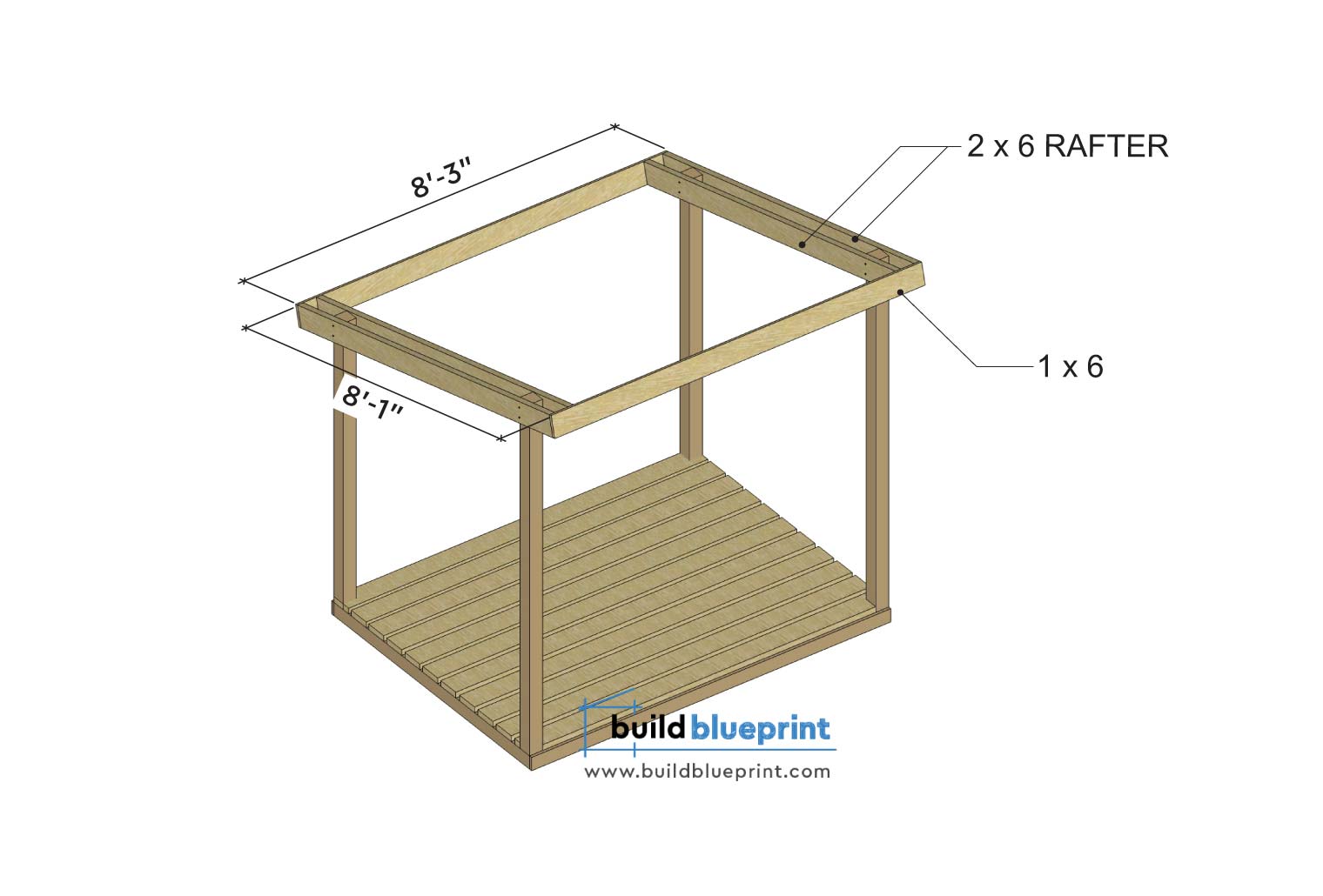 6x8 firewood shed rafters