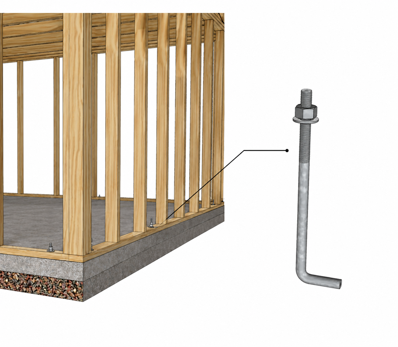 Anchoring bolt for shed foundation