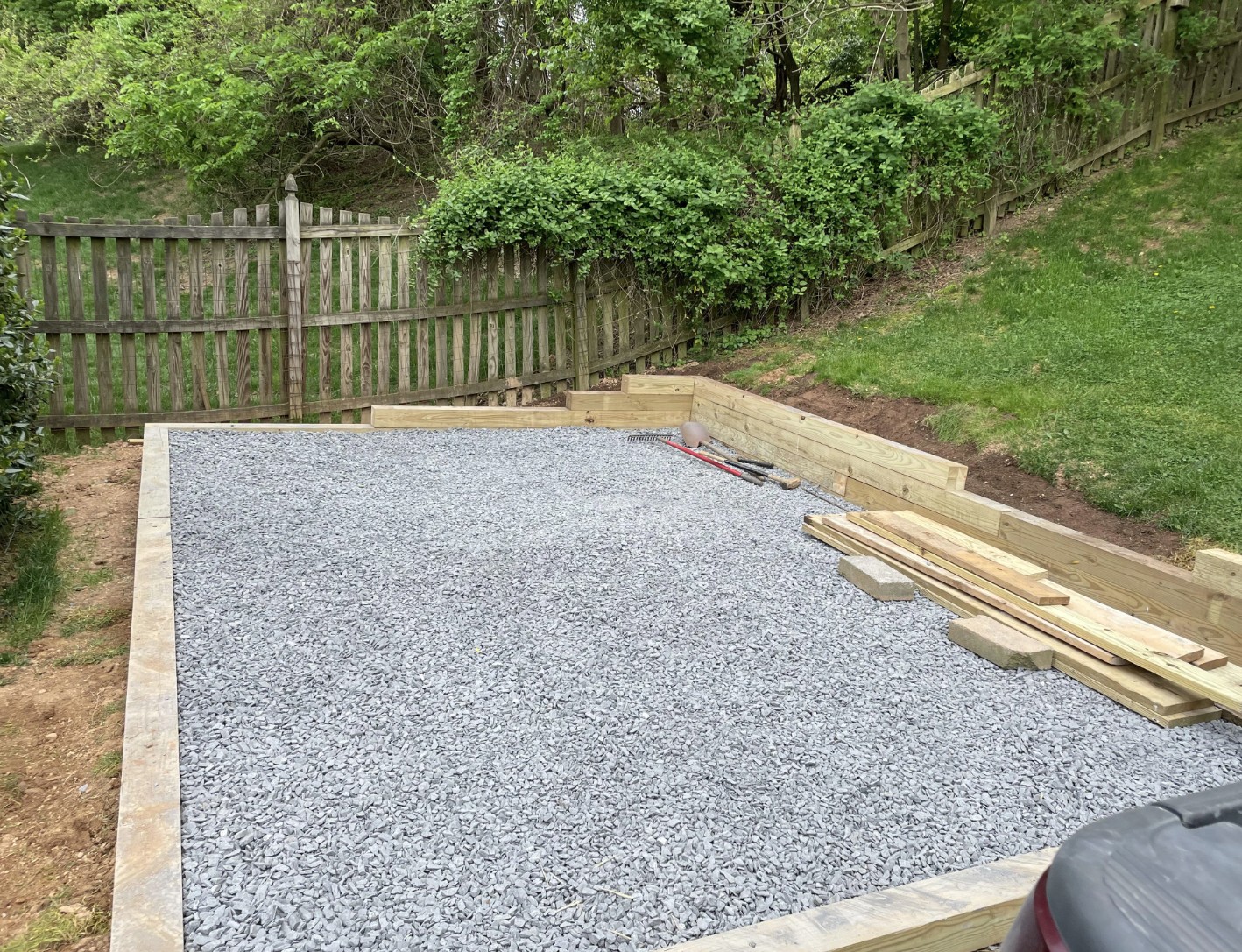 shed gravel pad foundation build